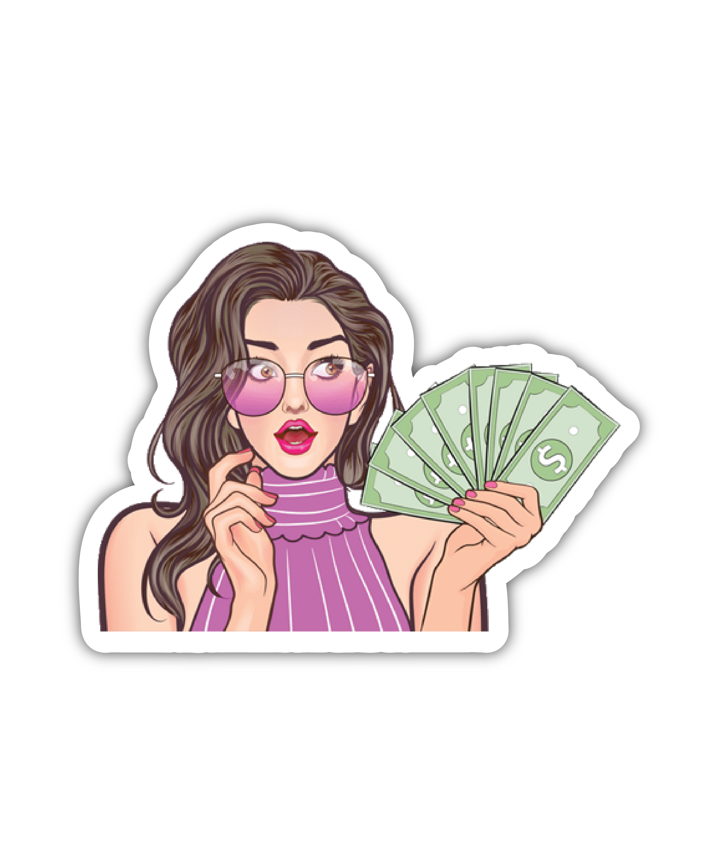 Gilr with dollars Sticker